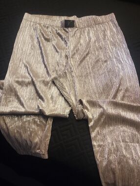Victoria Secret Metallic Pleated Stretch Pants - Gold Tone